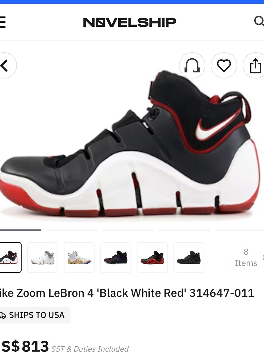 Nike Zoom LeBron 4 'Black White Red' 314647-011 men’s 13
